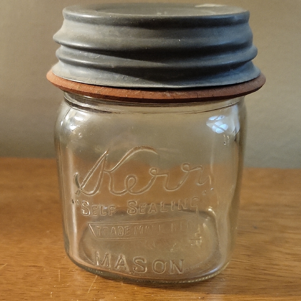 Vintage Mason Kerr Half Pint Jar with Zinc Lid